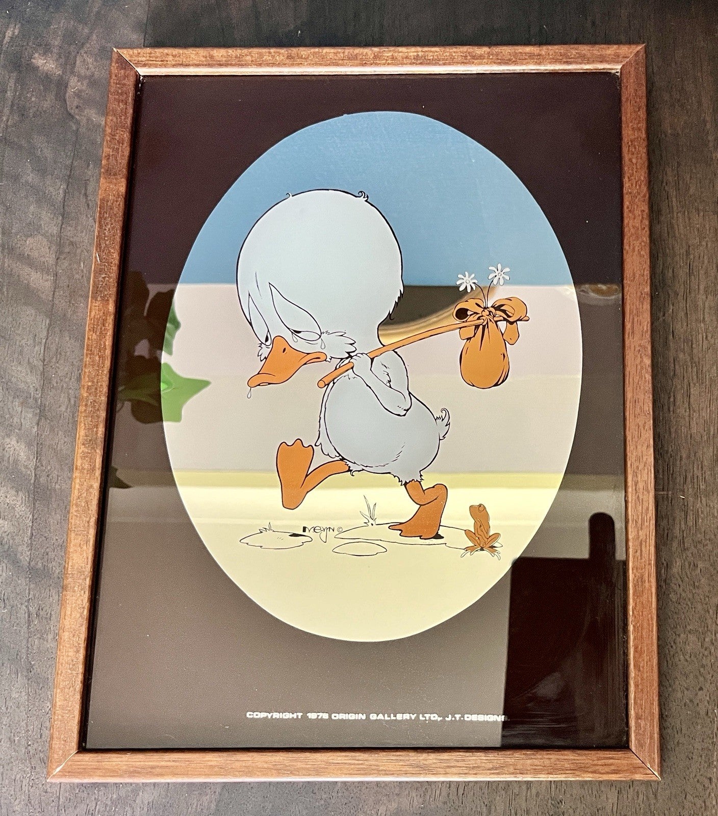 Vintage Ugly Duckling Picture J.T. Designs Framed Nursery Wall Art 1970s