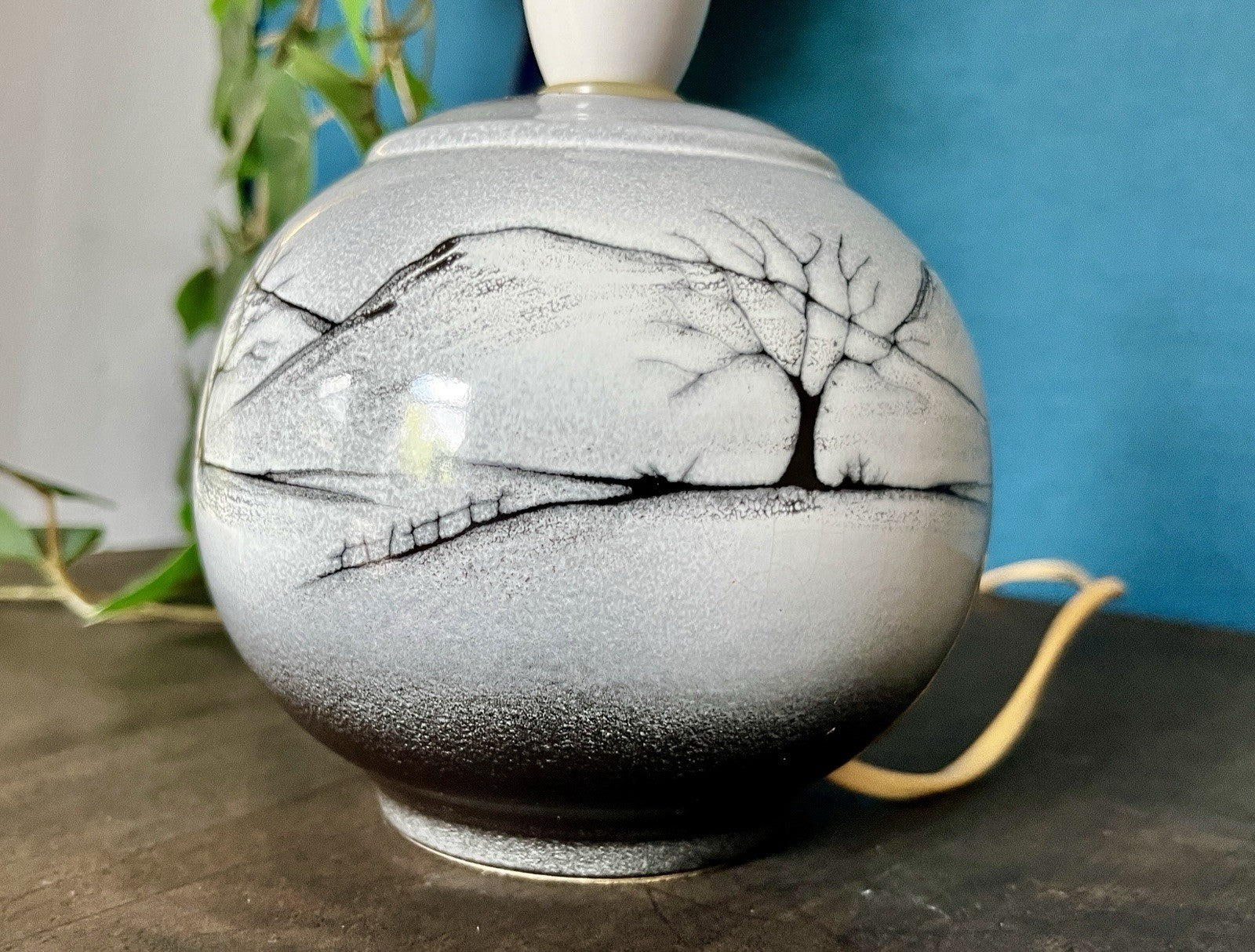 Vintage Select Ceramics England Hand Painted Table Lamp Landscape Scene Working