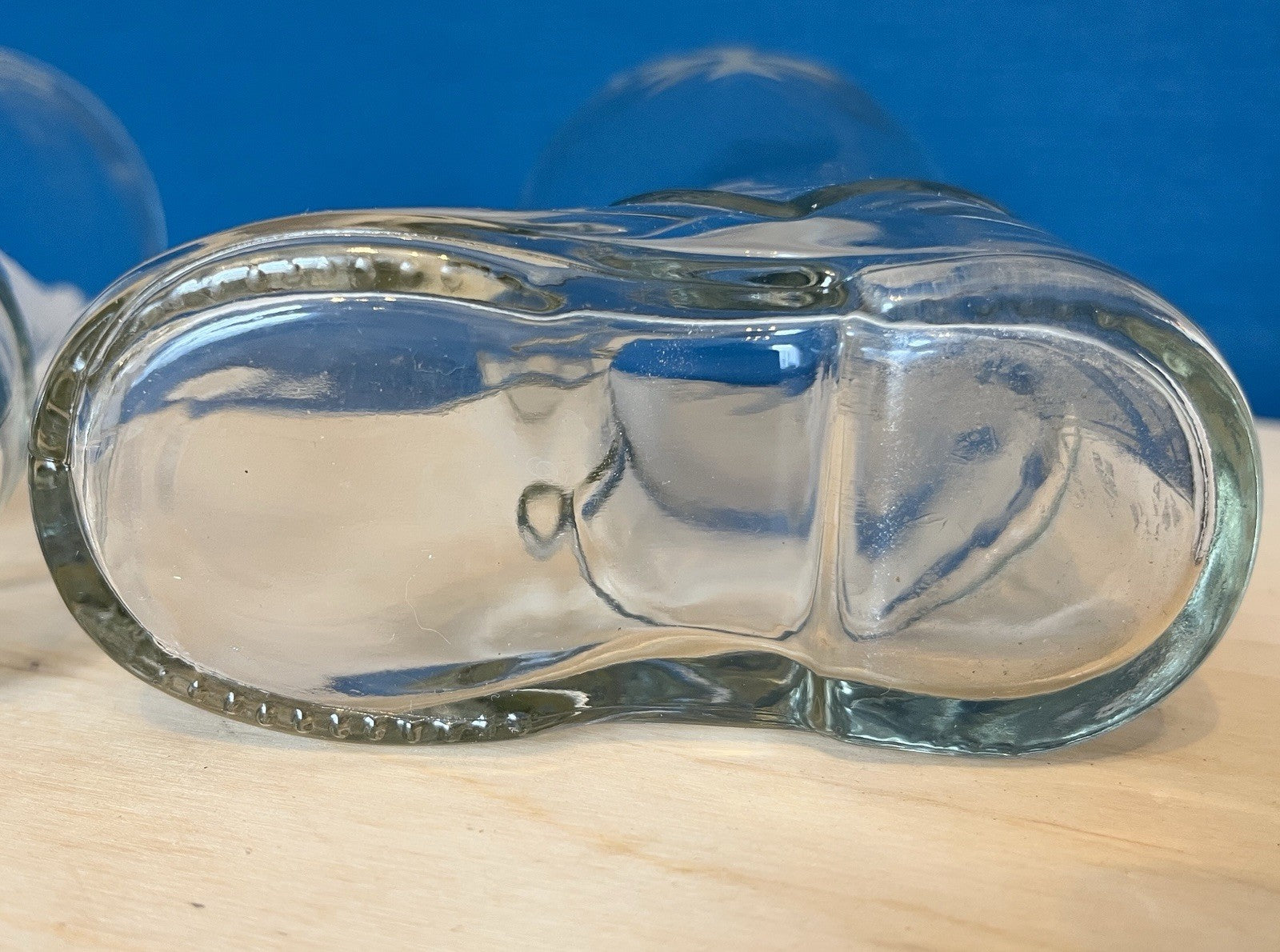 Pair Vintage Glass Beer Boots Malta Etched Drinking Glasses 19.5cm