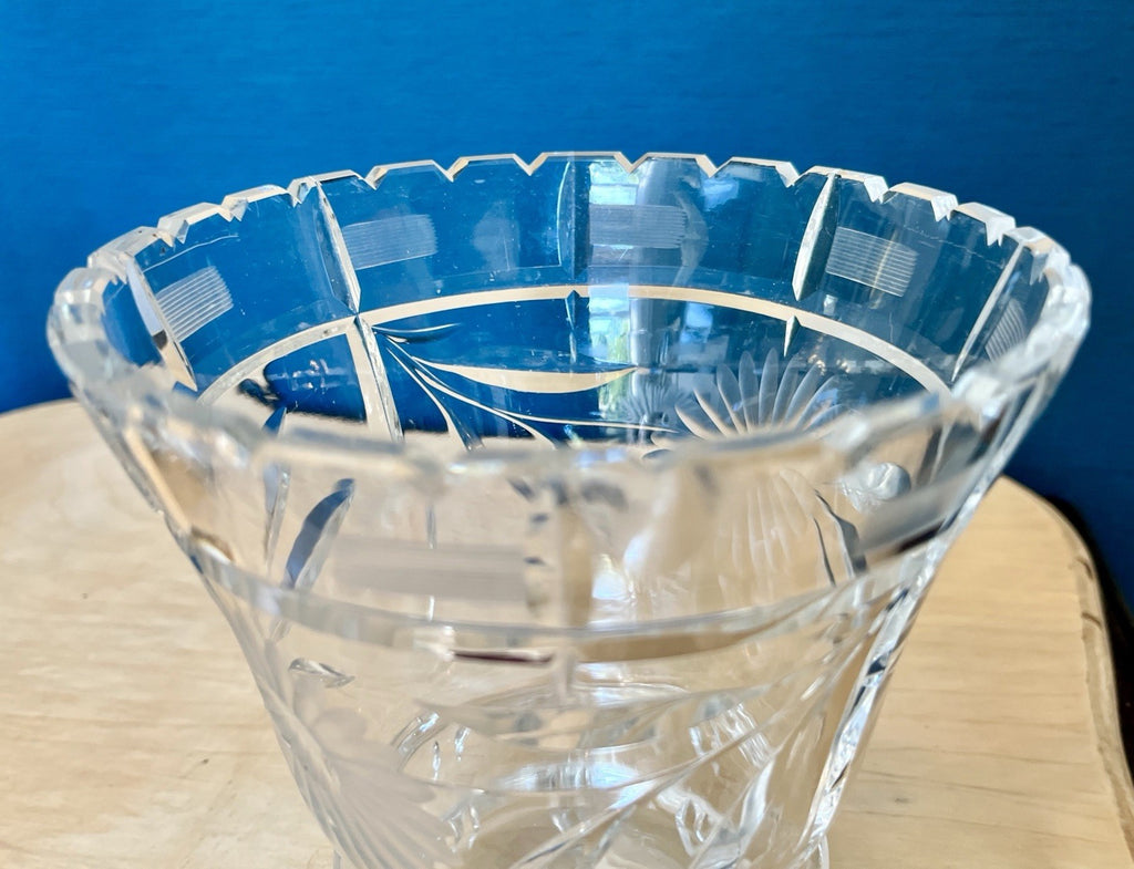 Heavy Cut Crystal Vase Starburst Floral Cut Glass Vase 16cm Crystal Ice Bucket