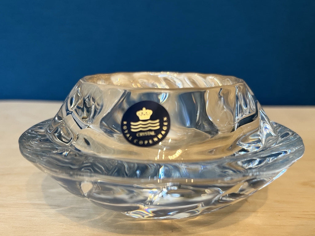 2 Royal Copenhagen Crystal Votive Candle Holders Danish Glass Tea Light Holders