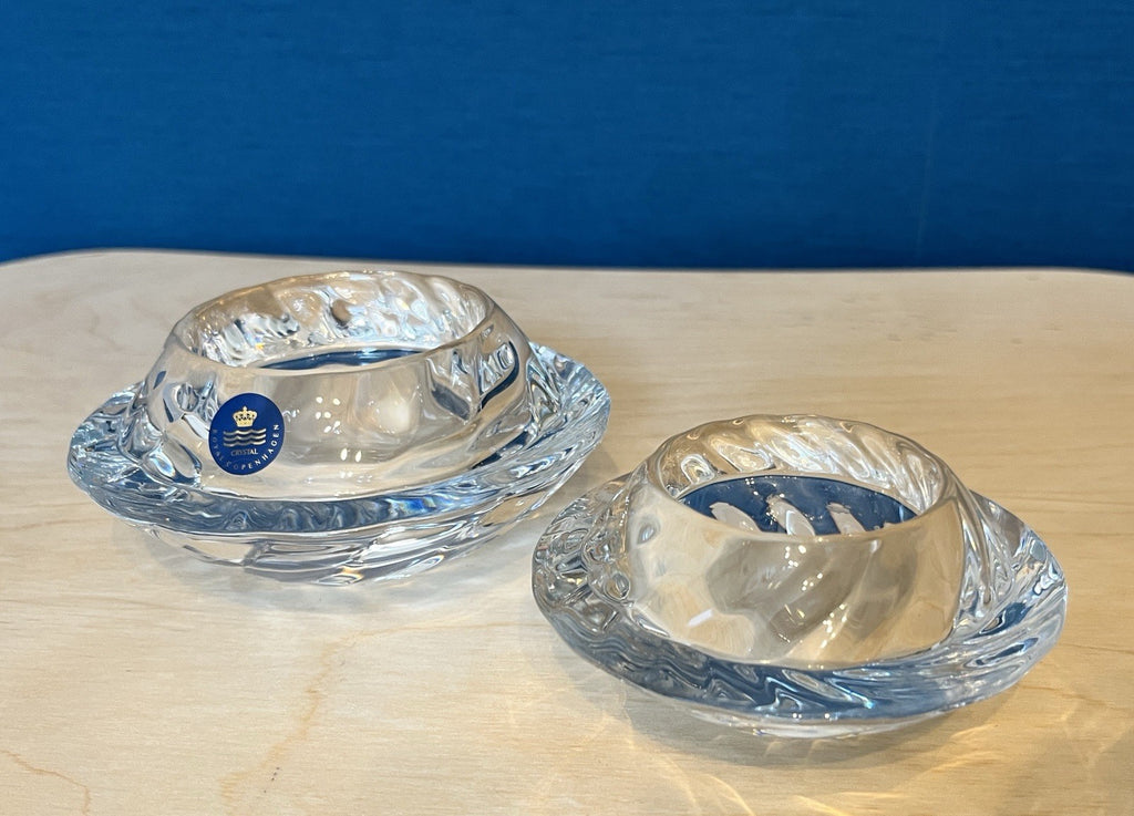 2 Royal Copenhagen Crystal Votive Candle Holders Danish Glass Tea Light Holders