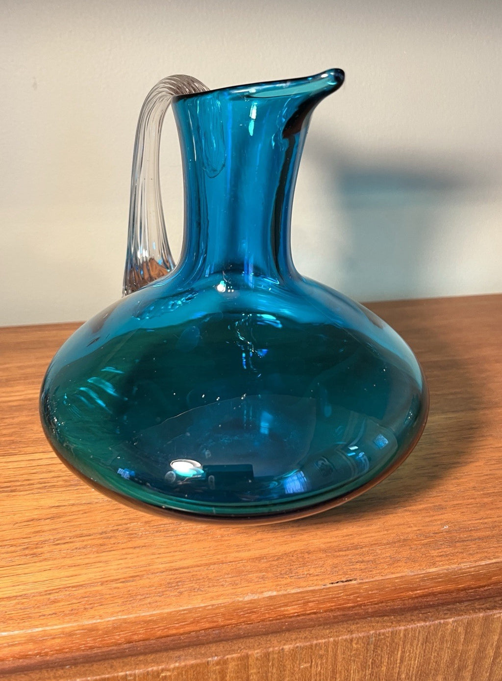 Whitefriars Kingfisher Blue Glass Decanter Jug 16.5cm Vintage Art Glass