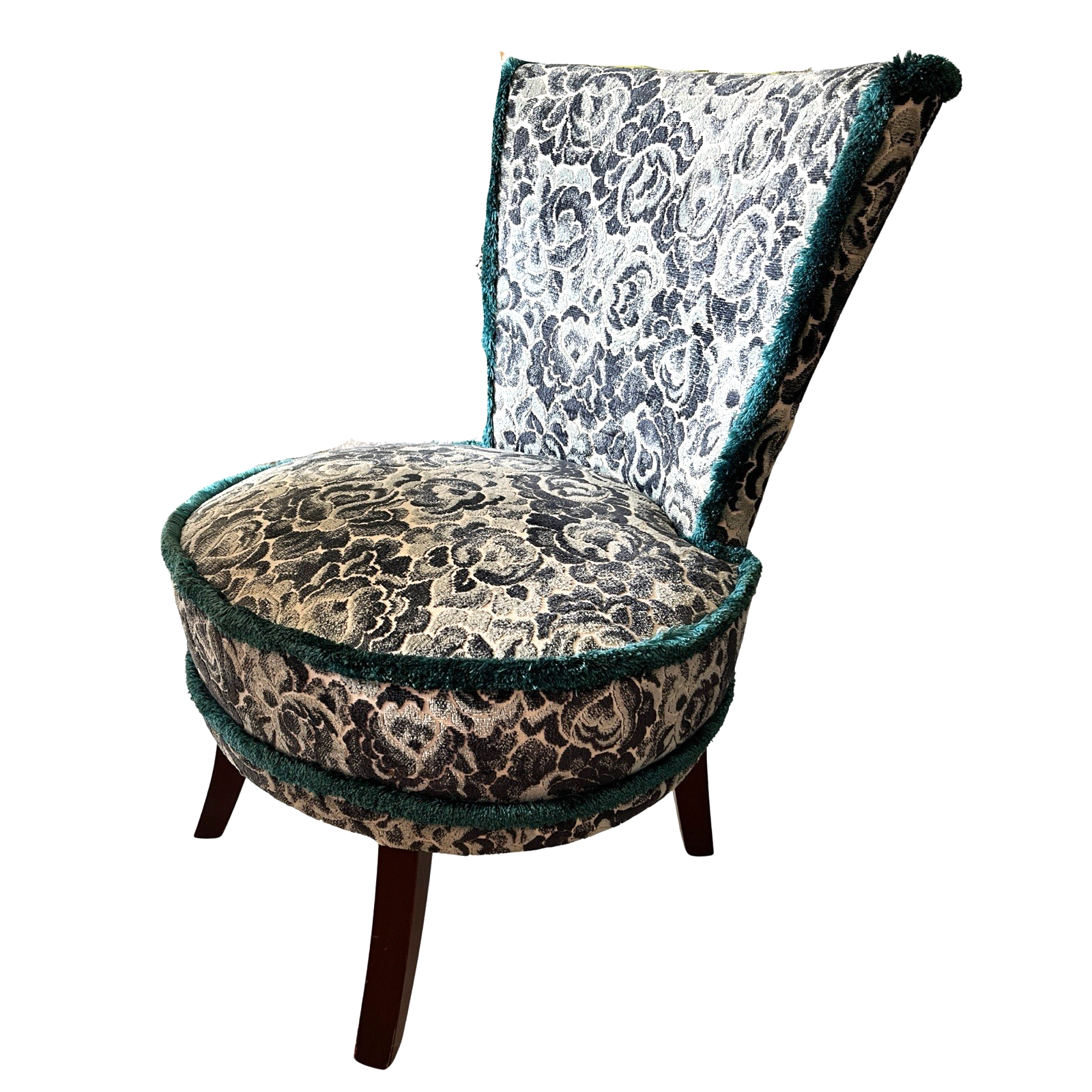 Vintage Upholstered Bedroom Chair Accent Chair Floral Damask Occasional Chair