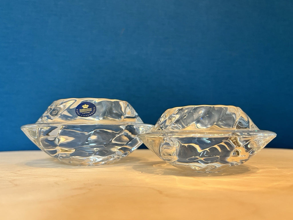 2 Royal Copenhagen Crystal Votive Candle Holders Danish Glass Tea Light Holders