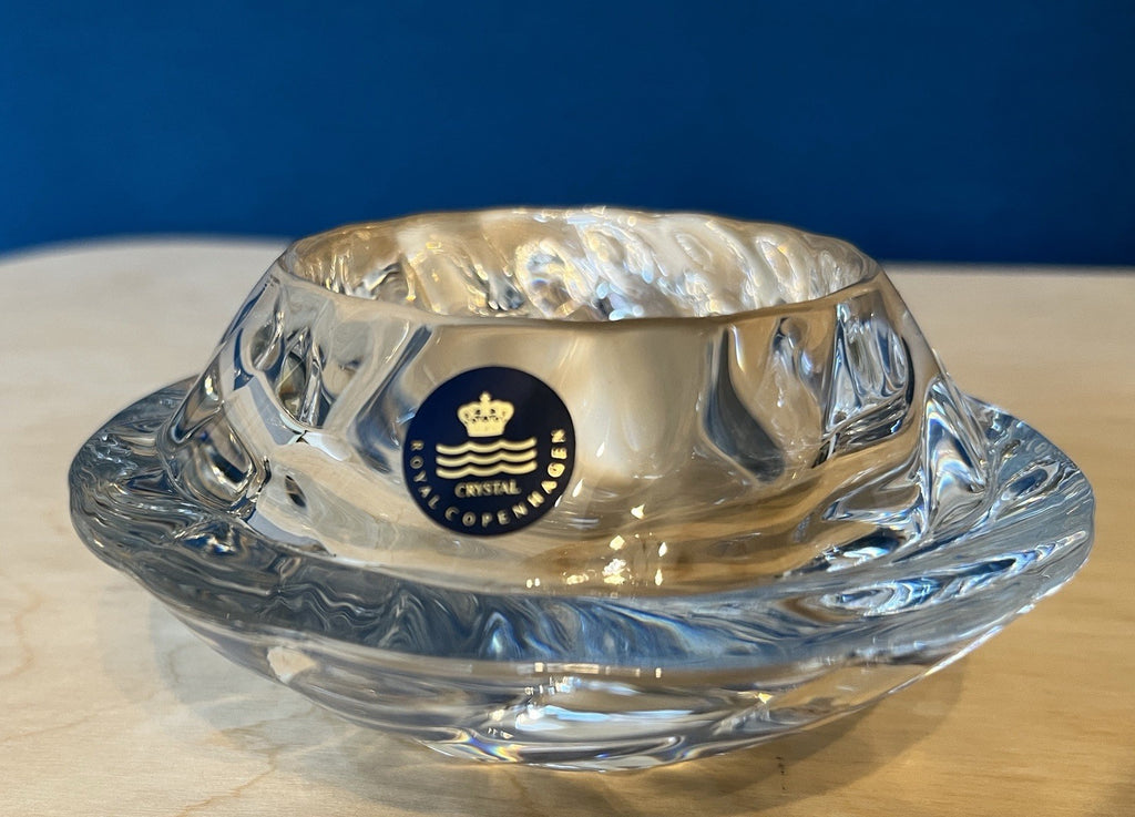 2 Royal Copenhagen Crystal Votive Candle Holders Danish Glass Tea Light Holders