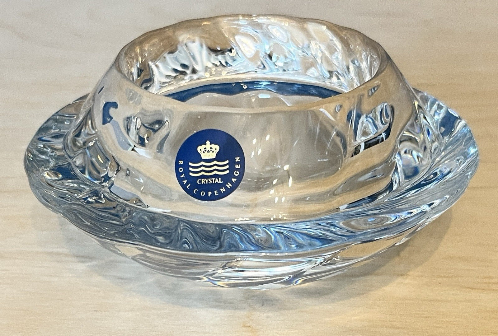 2 Royal Copenhagen Crystal Votive Candle Holders Danish Glass Tea Light Holders