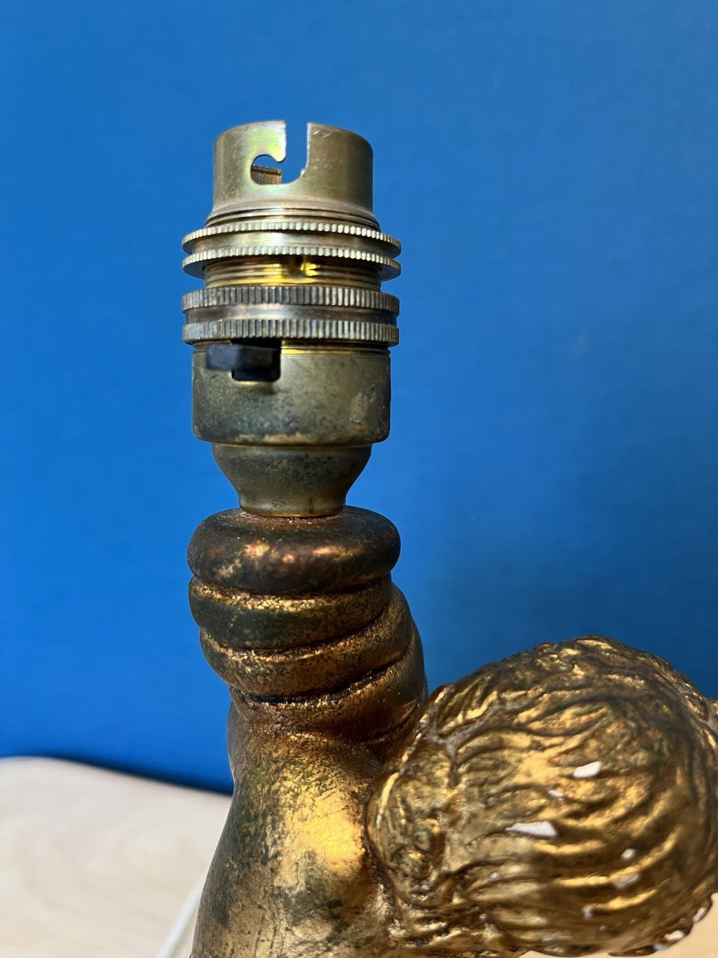 Vintage Cherub Table Lamp Base Putti Figure Gilt Resin Lamp Working 25cm