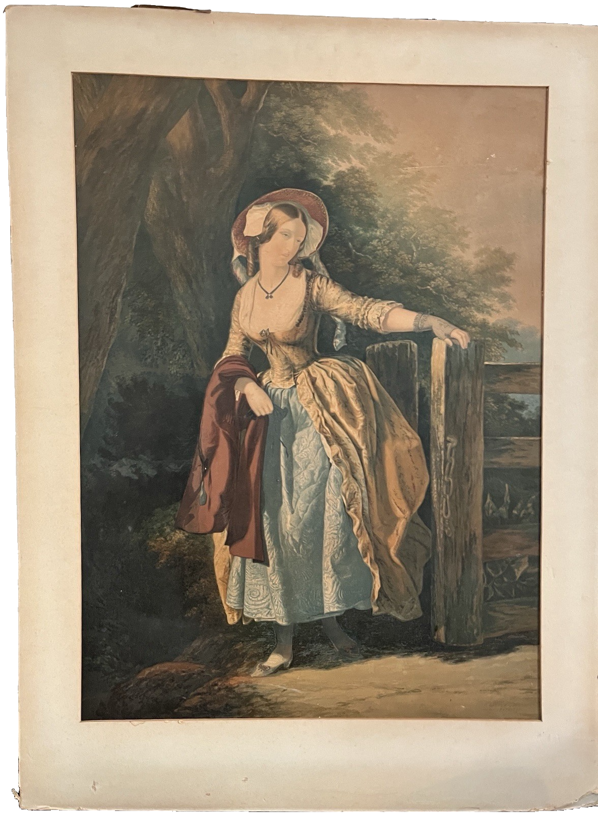 George Baxter The Parting Look Antique Victorian Baxter Process Colour Print