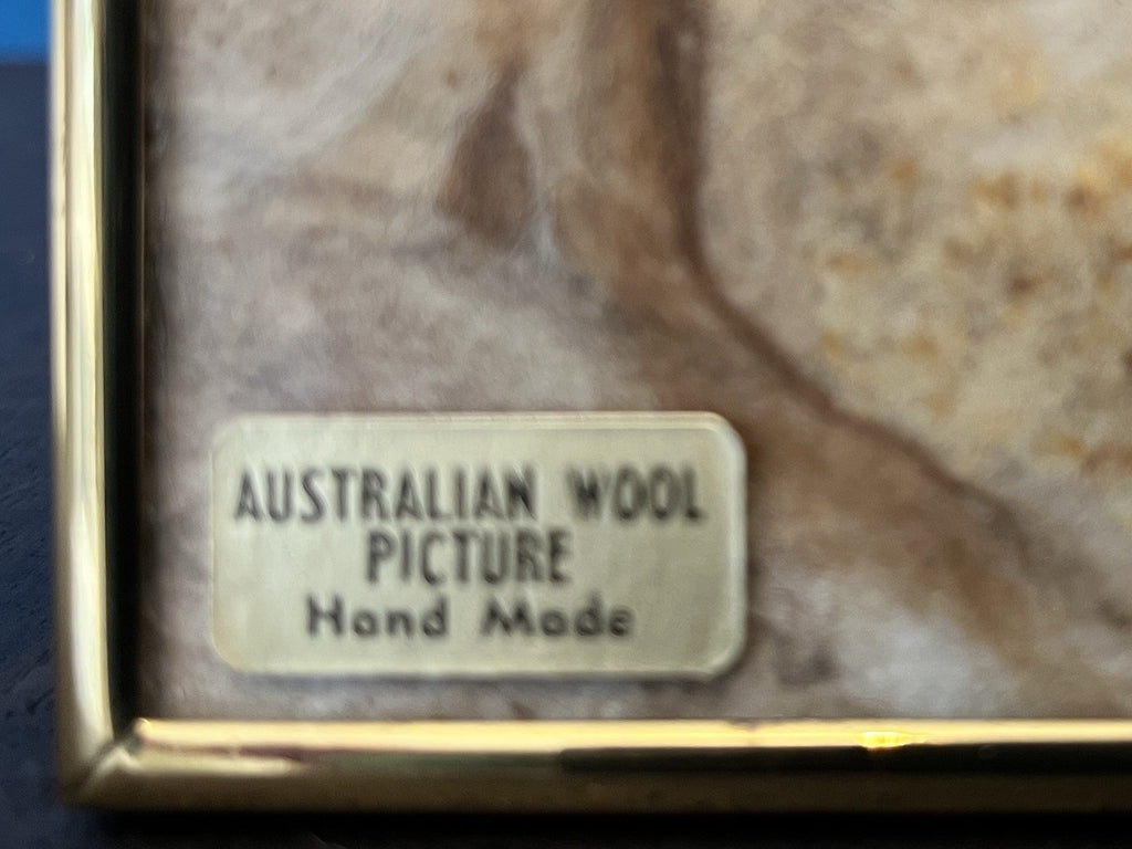 Vintage Australian Wool Picture Hand Made Landscape Sheep Wool Art Framed 13cm