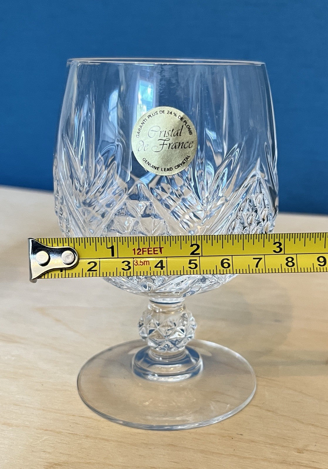 Pair Provence Cristal De France Lead Crystal Brandy Glasses Boxed Unused