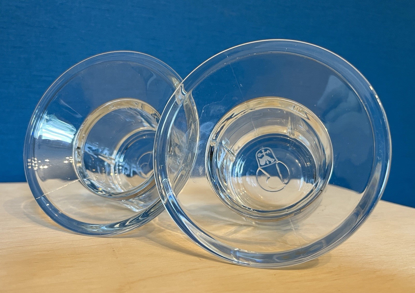 Pair Rosendahl Copenhagen Denmark Glass Tealight Candle Holders Danish Modern