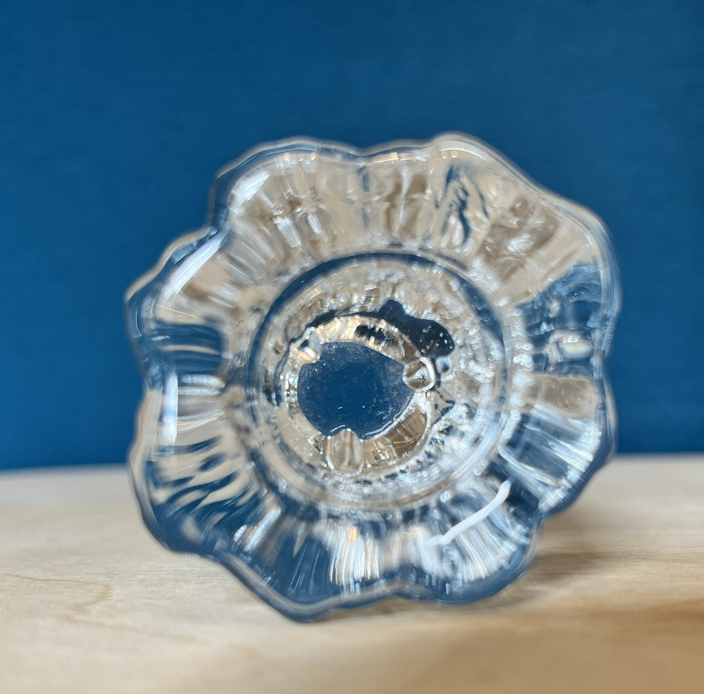 Scandinavian Ice Glass Candle Holders Pair Vintage Textured Glass Votive & Taper