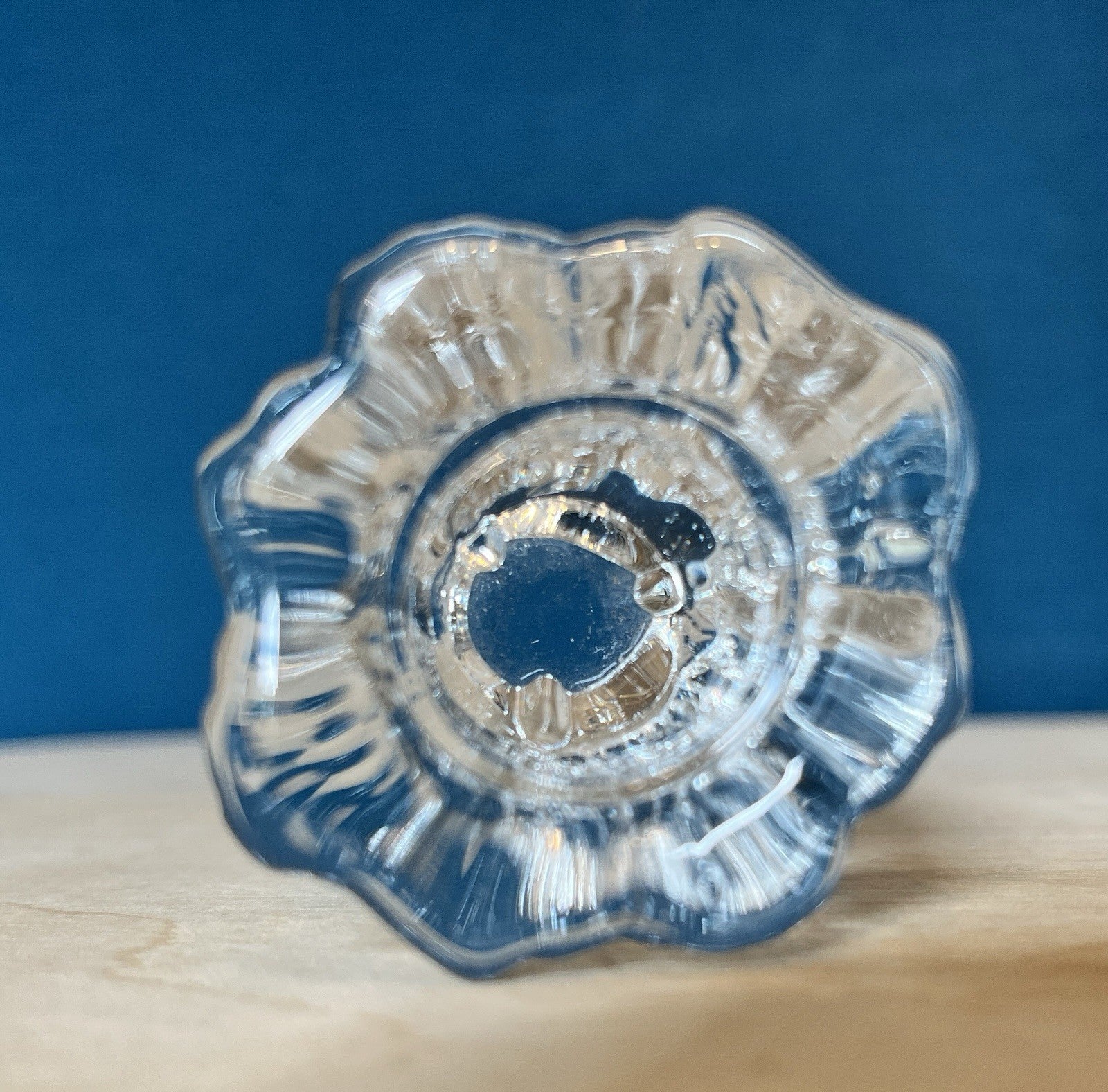 Scandinavian Ice Glass Candle Holders Pair Vintage Textured Glass Votive & Taper