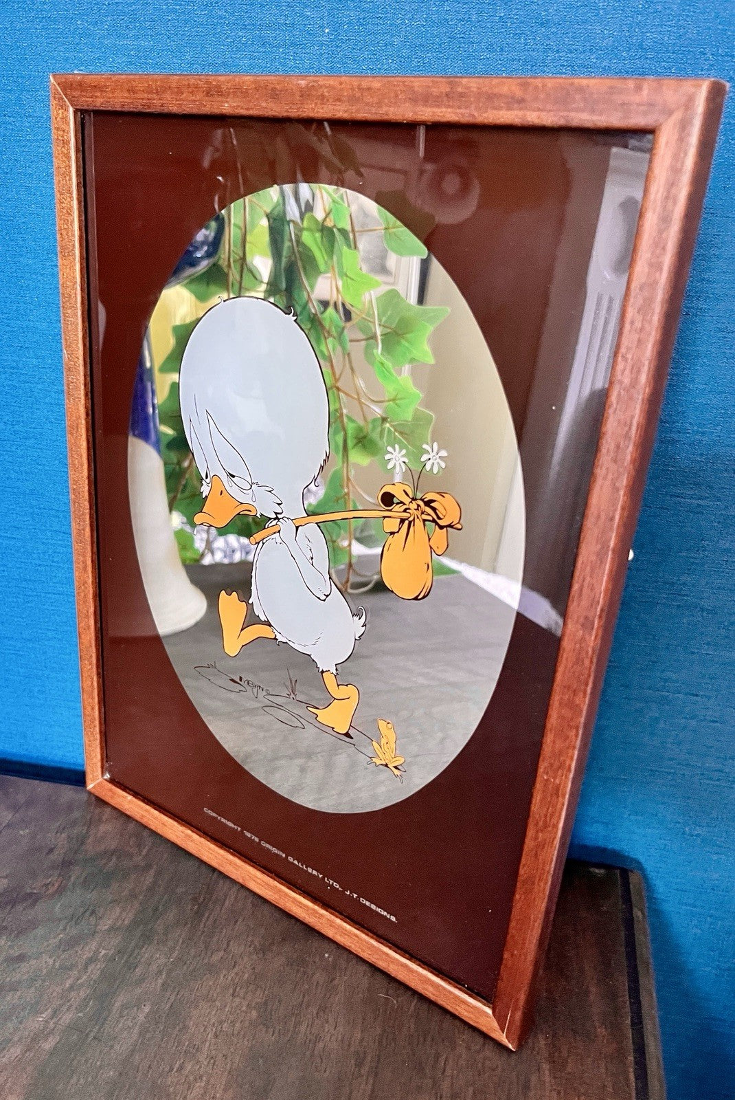 Vintage Ugly Duckling Picture J.T. Designs Framed Nursery Wall Art 1970s