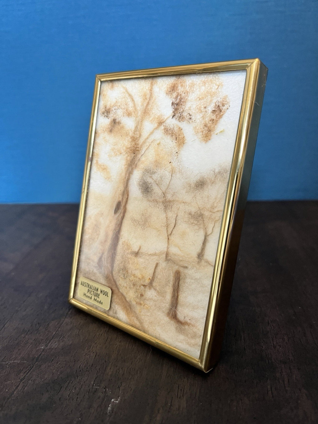 Vintage Australian Wool Picture Hand Made Landscape Sheep Wool Art Framed 13cm