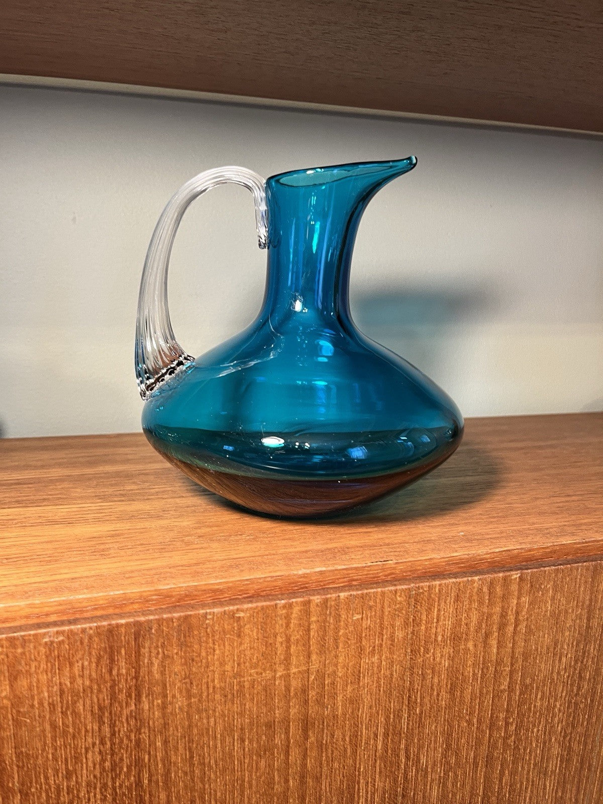 Whitefriars Kingfisher Blue Glass Decanter Jug 16.5cm Vintage Art Glass