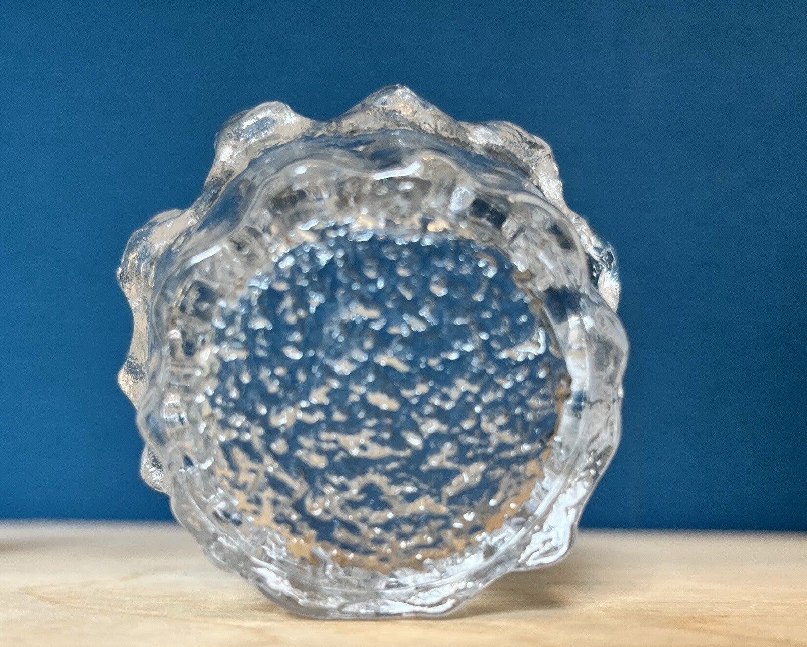 Scandinavian Ice Glass Candle Holders Pair Vintage Textured Glass Votive & Taper