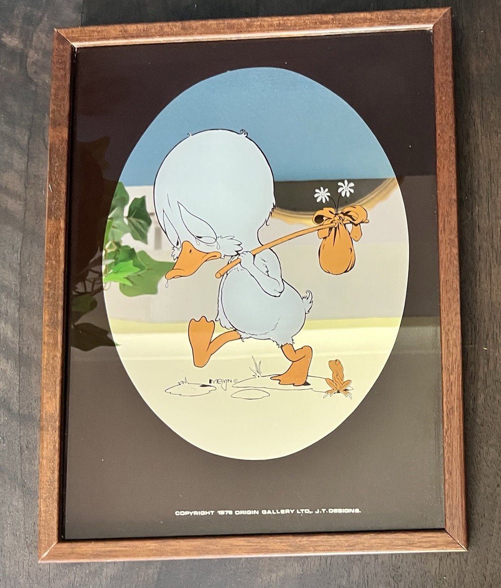 Vintage Ugly Duckling Picture J.T. Designs Framed Nursery Wall Art 1970s
