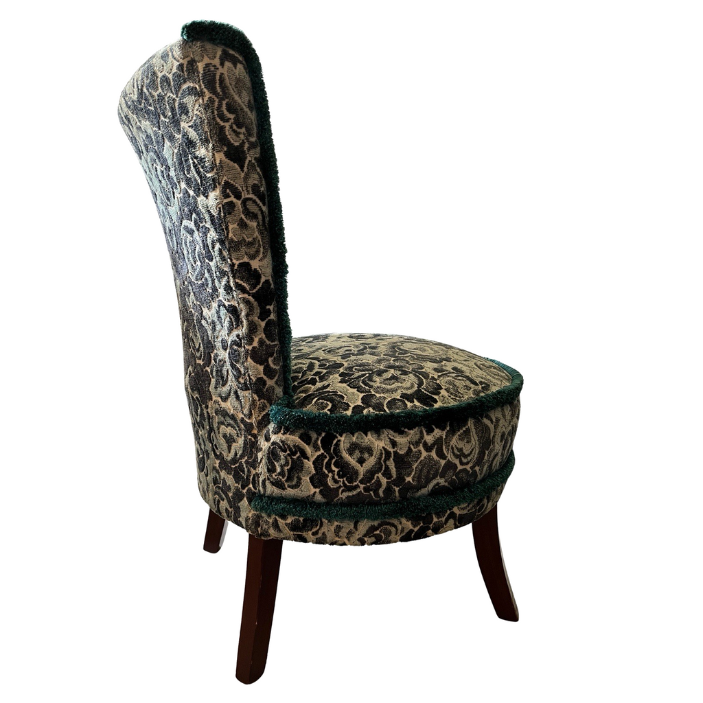 Vintage Upholstered Bedroom Chair Accent Chair Floral Damask Occasional Chair