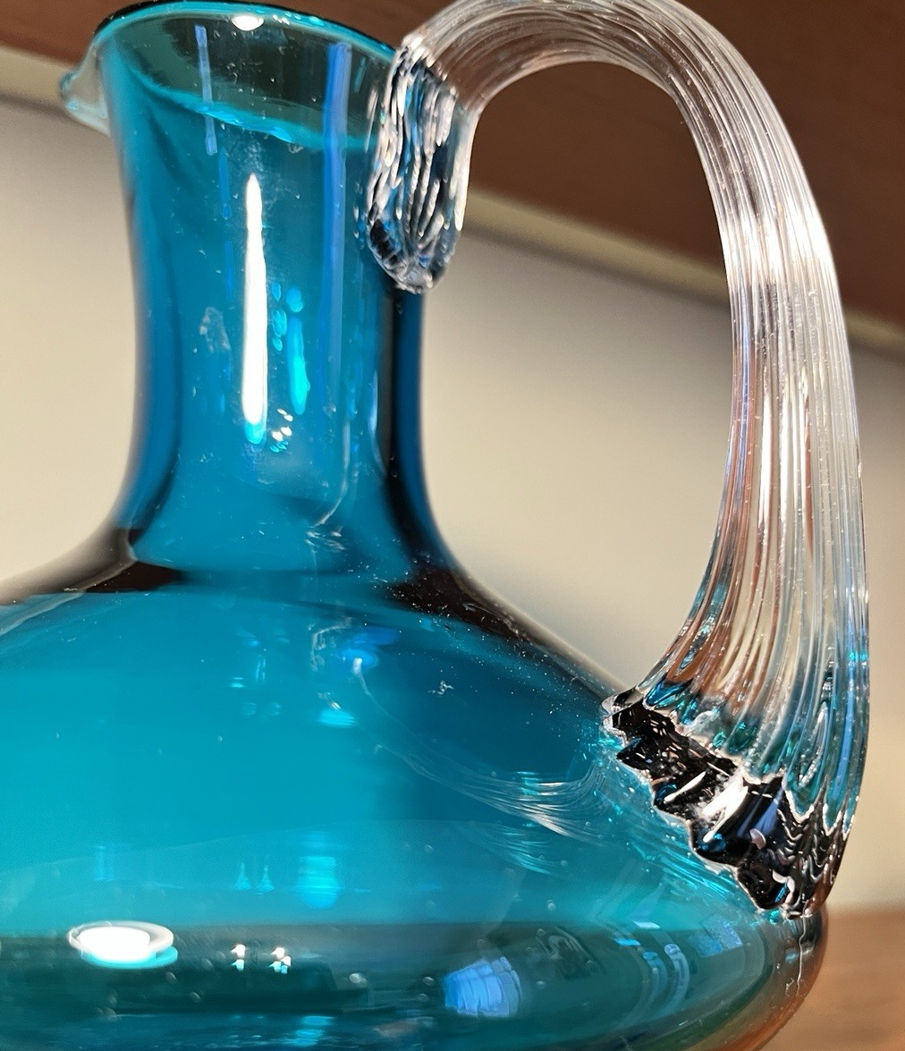 Whitefriars Kingfisher Blue Glass Decanter Jug 16.5cm Vintage Art Glass