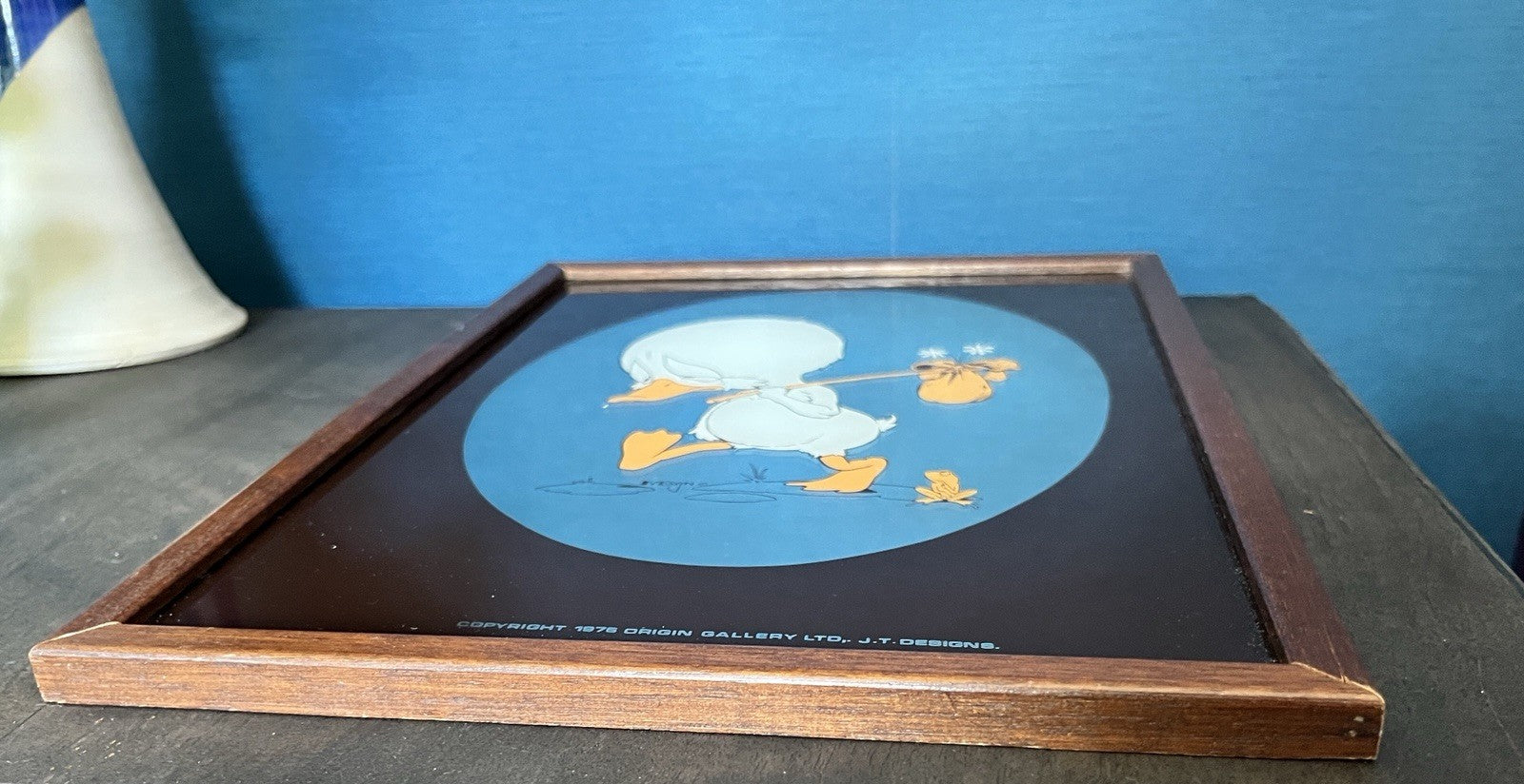 Vintage Ugly Duckling Picture J.T. Designs Framed Nursery Wall Art 1970s