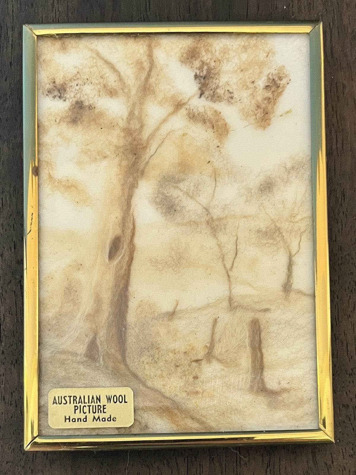 Vintage Australian Wool Picture Hand Made Landscape Sheep Wool Art Framed 13cm