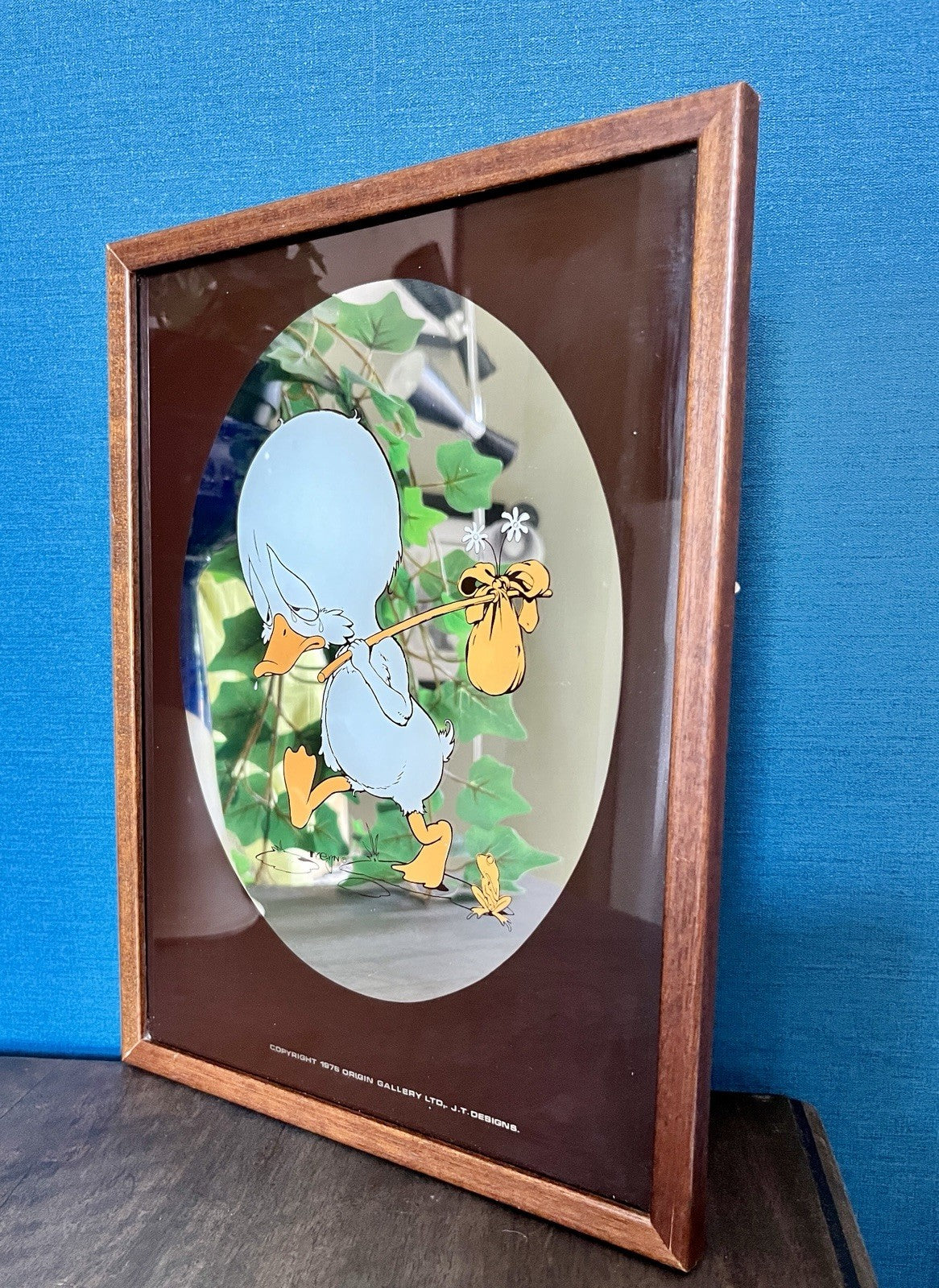 Vintage Ugly Duckling Picture J.T. Designs Framed Nursery Wall Art 1970s