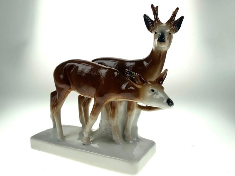 Vintage Carl Scheidig Porcelain Deer Figurine: Made in Germany