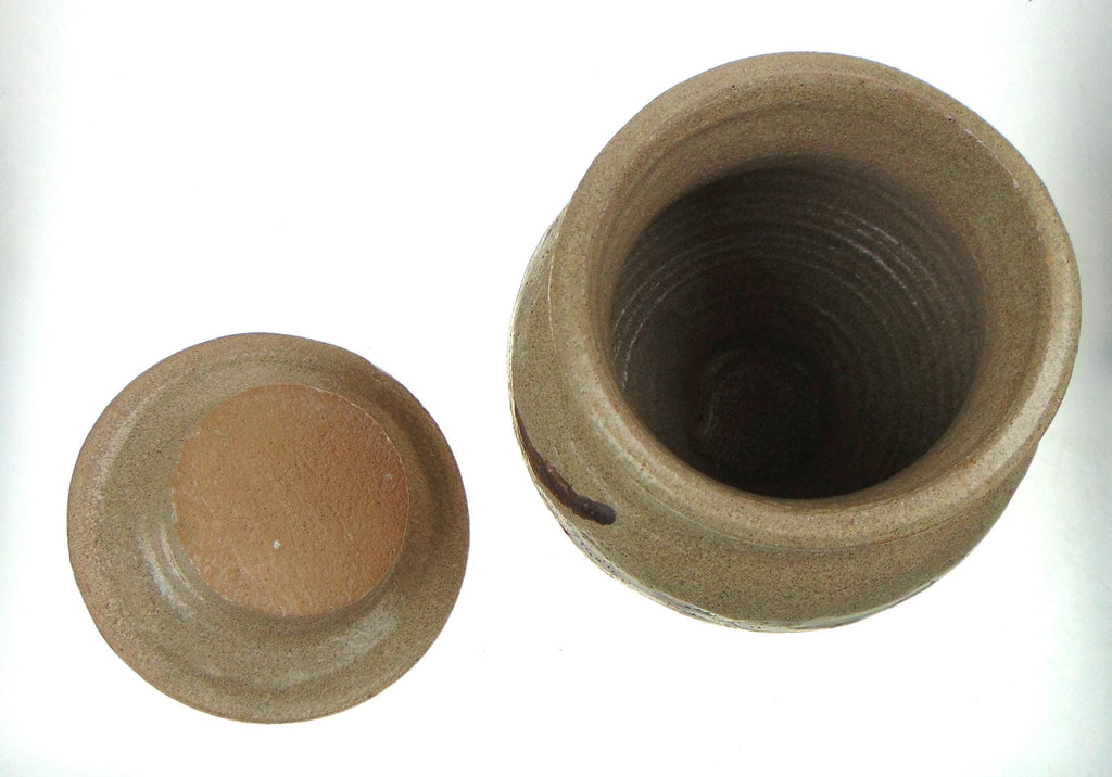 Handcrafted Pottery Jar with Lid: Mid-Century Modern Earthenware