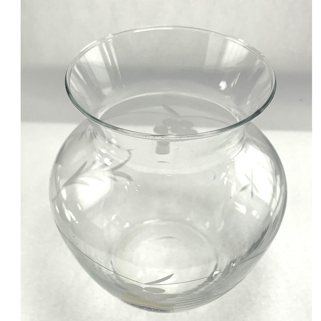 Duiske Etched Glass Vase: Irish Floral Vase in Original Box