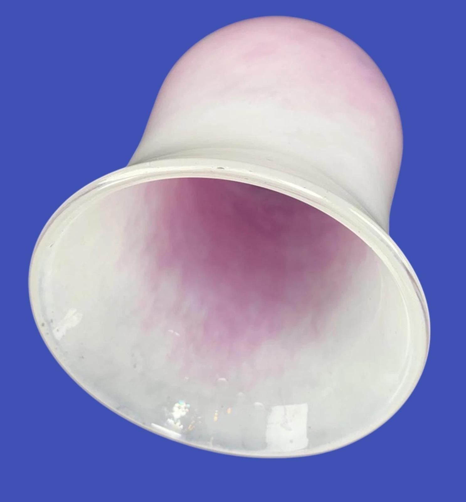 Vintage Pink Ombre Art Glass Vase – Hand Blown, Signed on Base, 9cm