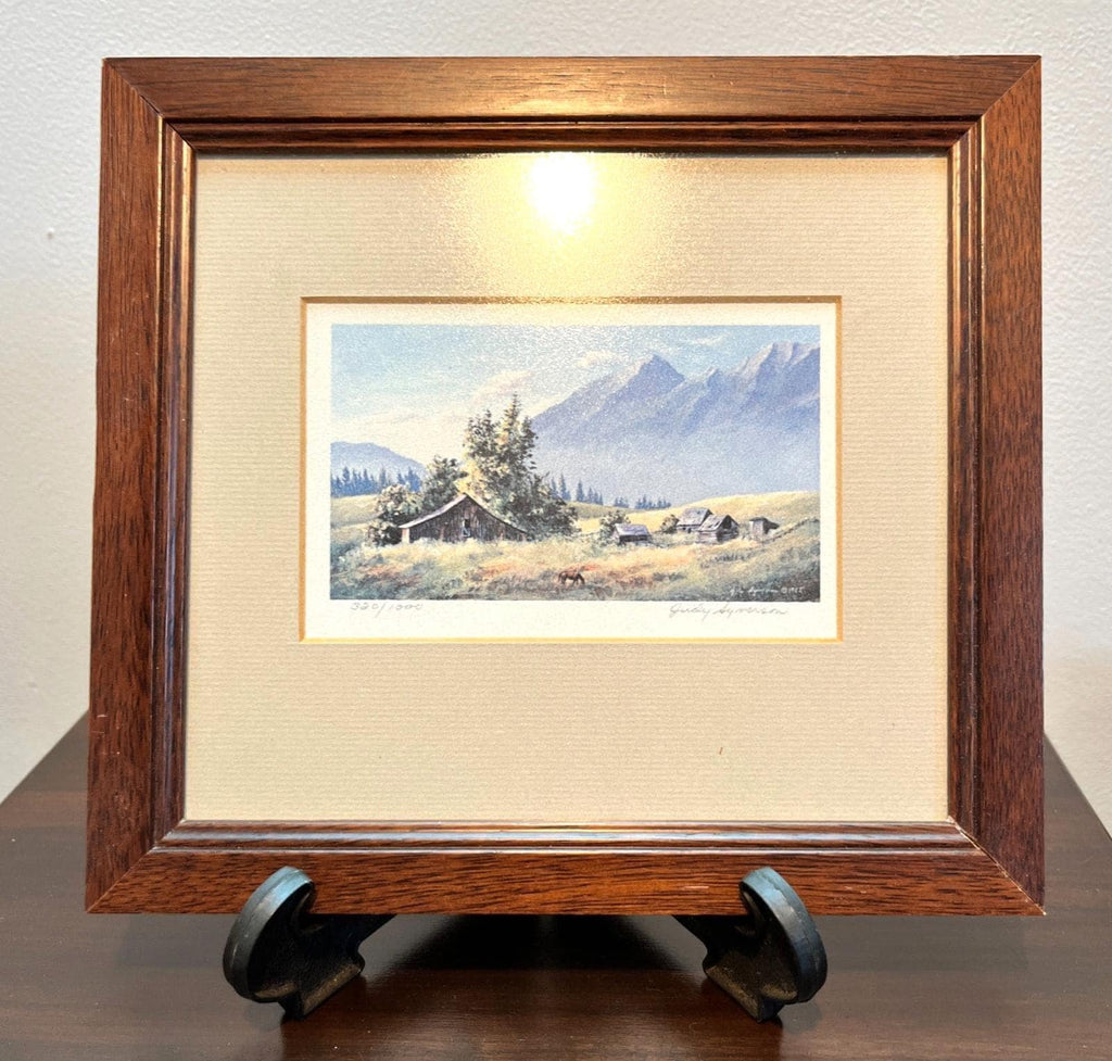 Judy syverson 1982 signed print limited edition, countryside scene, framed art of canadian farm scene