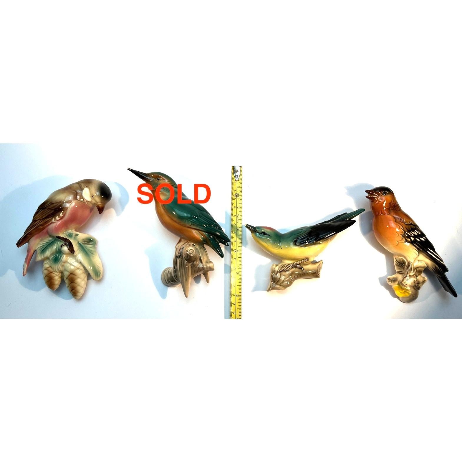 3 Hertwig Katzhütte bird wall plaques – 1930s german porcelain