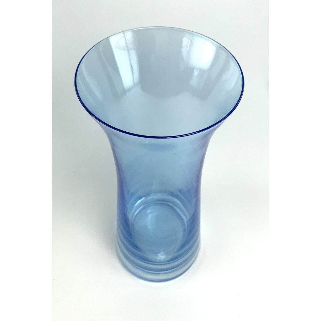 Vintage Bohemia Fontana Crystal Vase: Pale Blue Czech Art Glass