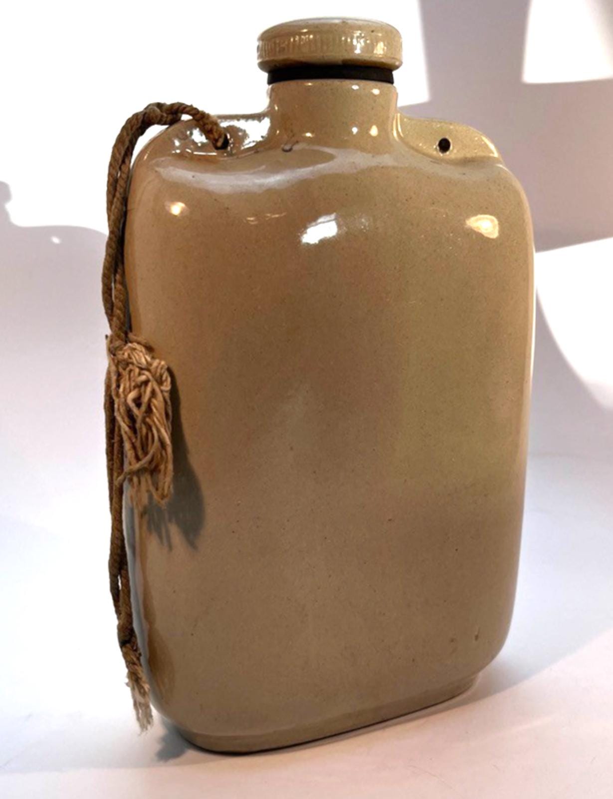 1942 Bourne Denby Stoneware Hot Water Bottle: Mid-Century Flask