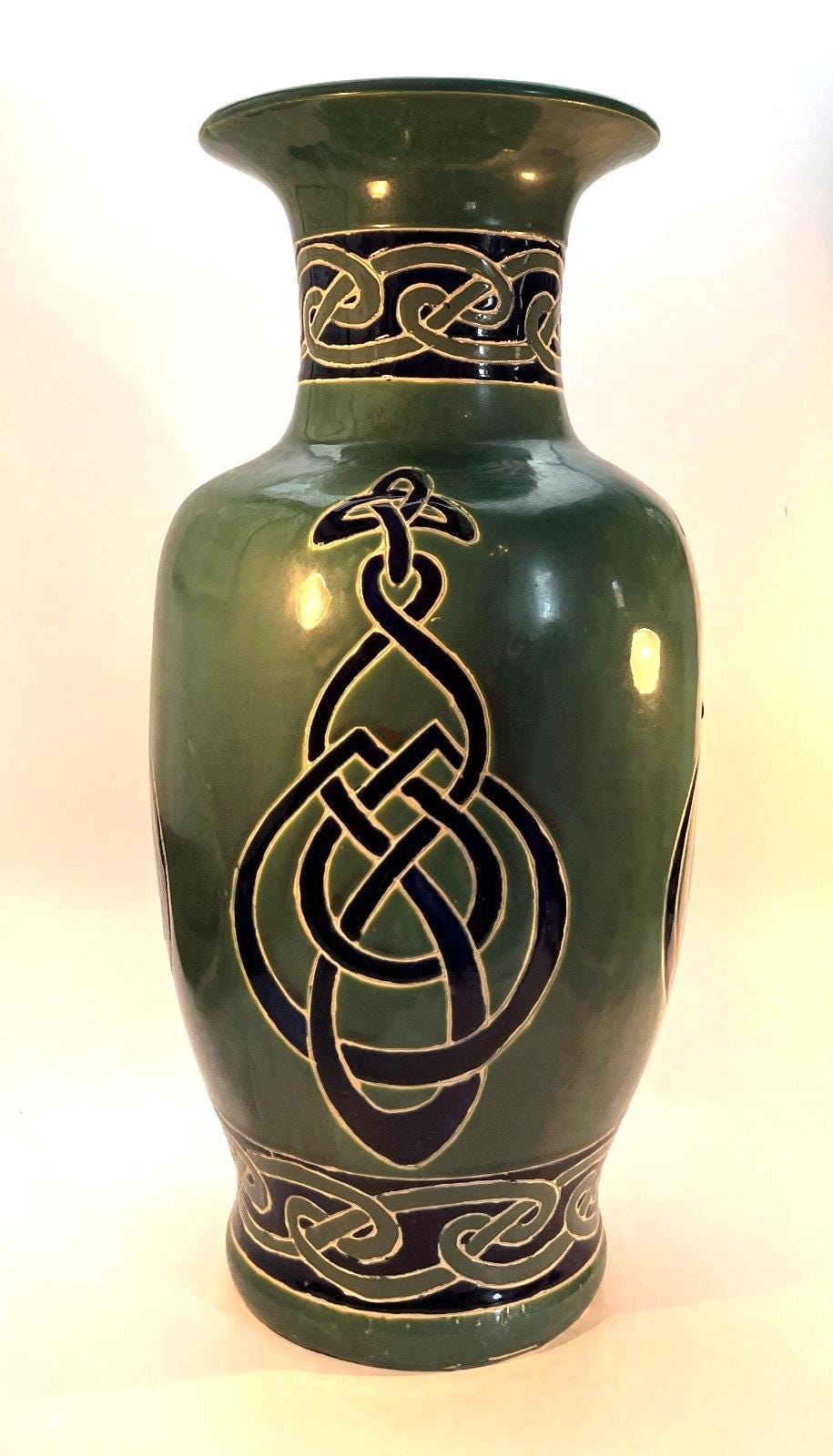 Vintage 52cm Maggie Fisher Celtic pottery vase / urn in floorstanding signed 'MF' Large Floor Vase