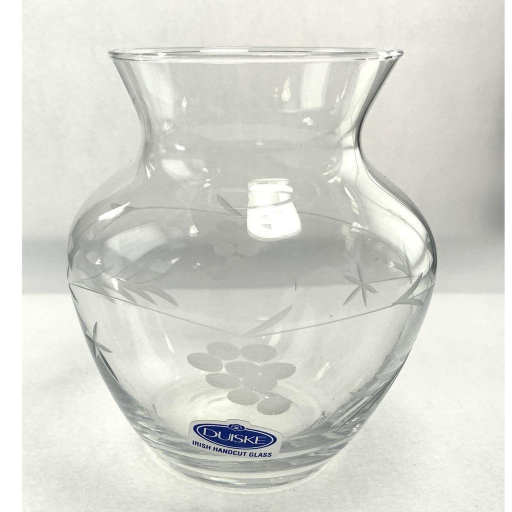 Duiske Etched Glass Vase: Irish Floral Vase in Original Box