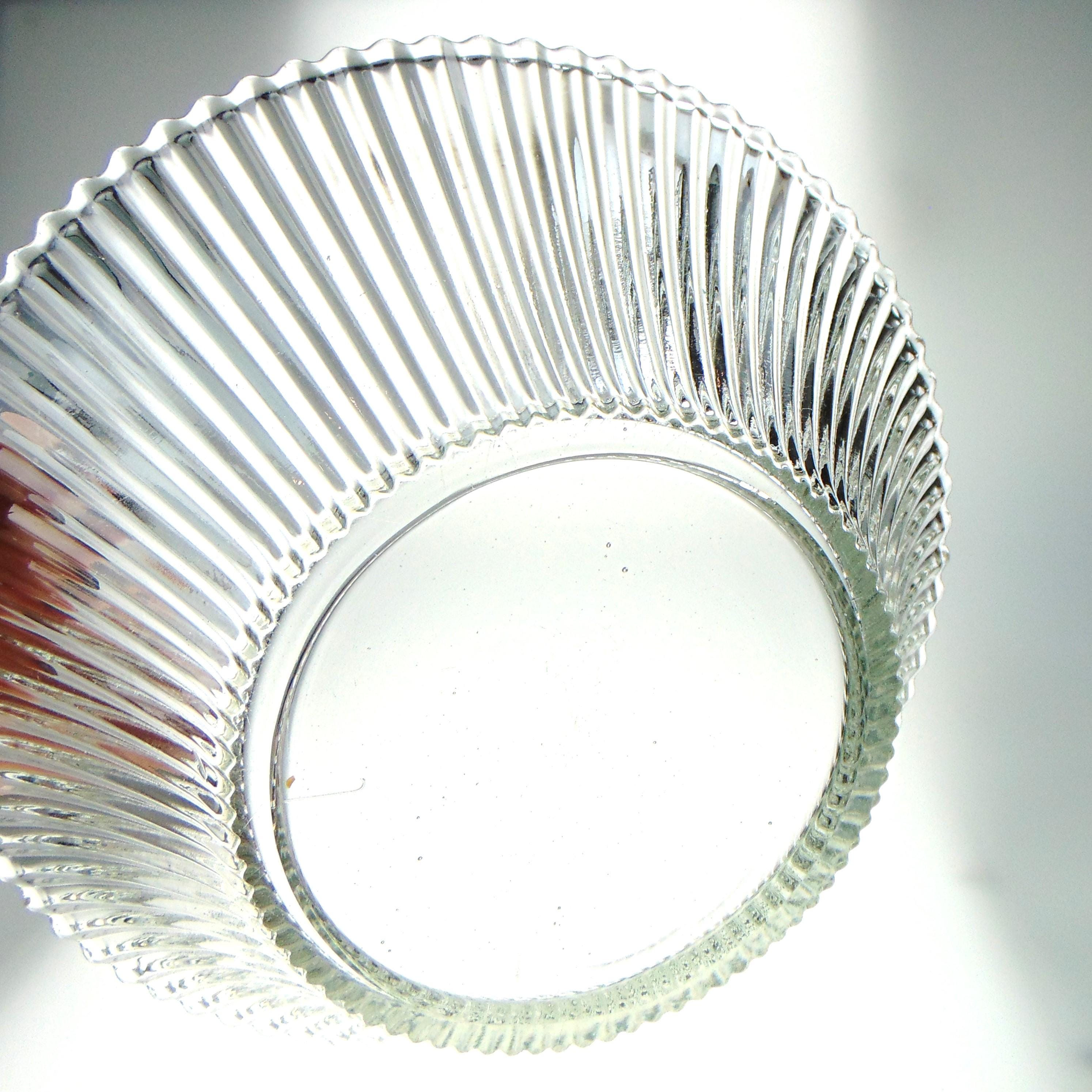 Vintage Salad Bowl or Decorative Bowl in Clear Pressed Glass