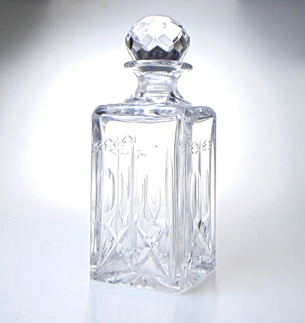 Webb Crystal Decanter: Vintage Square Brandy Whisky Decanter