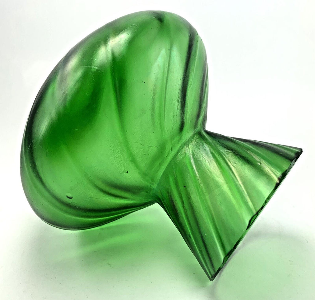 Antique Green Lustre Glass Vase: Art Nouveau Swirl Pattern