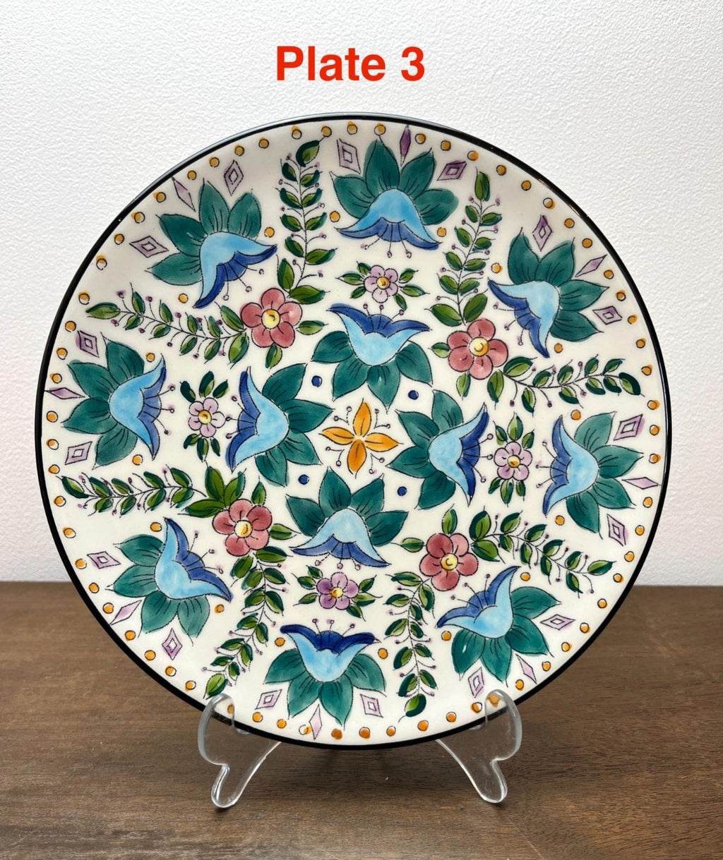23cm Spanish Folk Art Decorative Plates - Wall Hanging or Display, Hand Painted