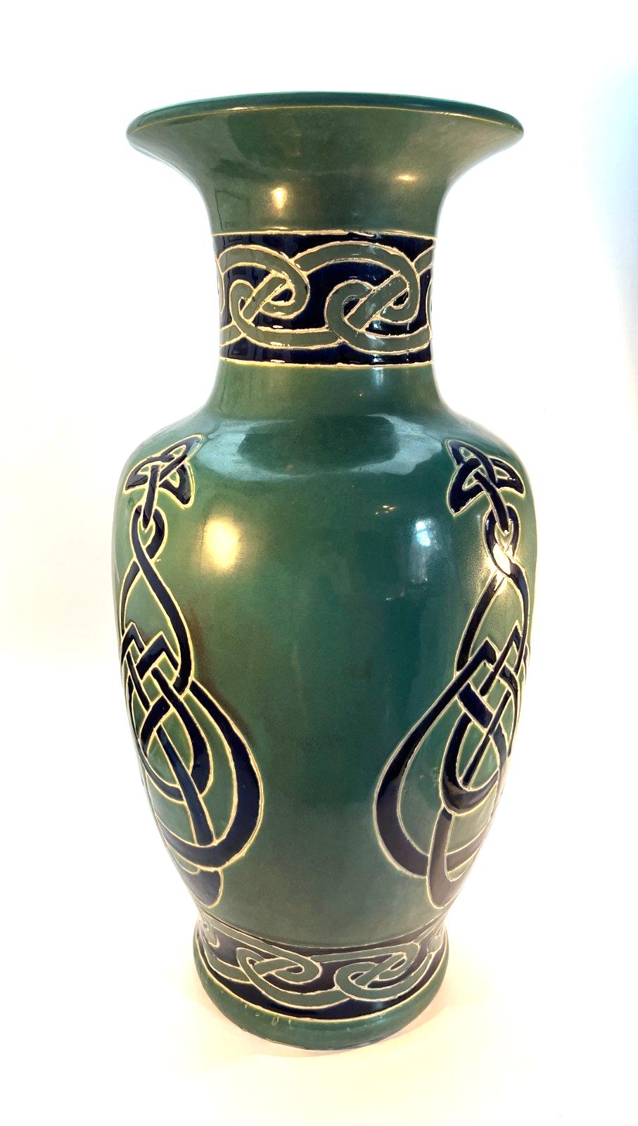 Vintage 52cm Maggie Fisher Celtic pottery vase / urn in floorstanding signed 'MF' Large Floor Vase