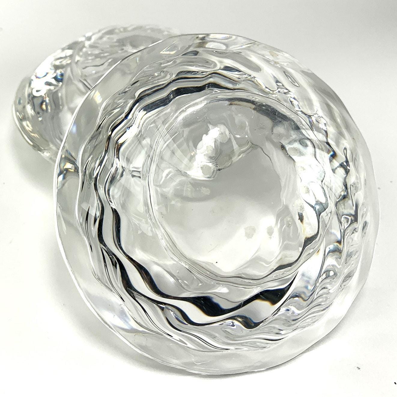 2 Royal Copenhagen Crystal Capriole Tea Light Holders. 10cm Scandinavian Crystal