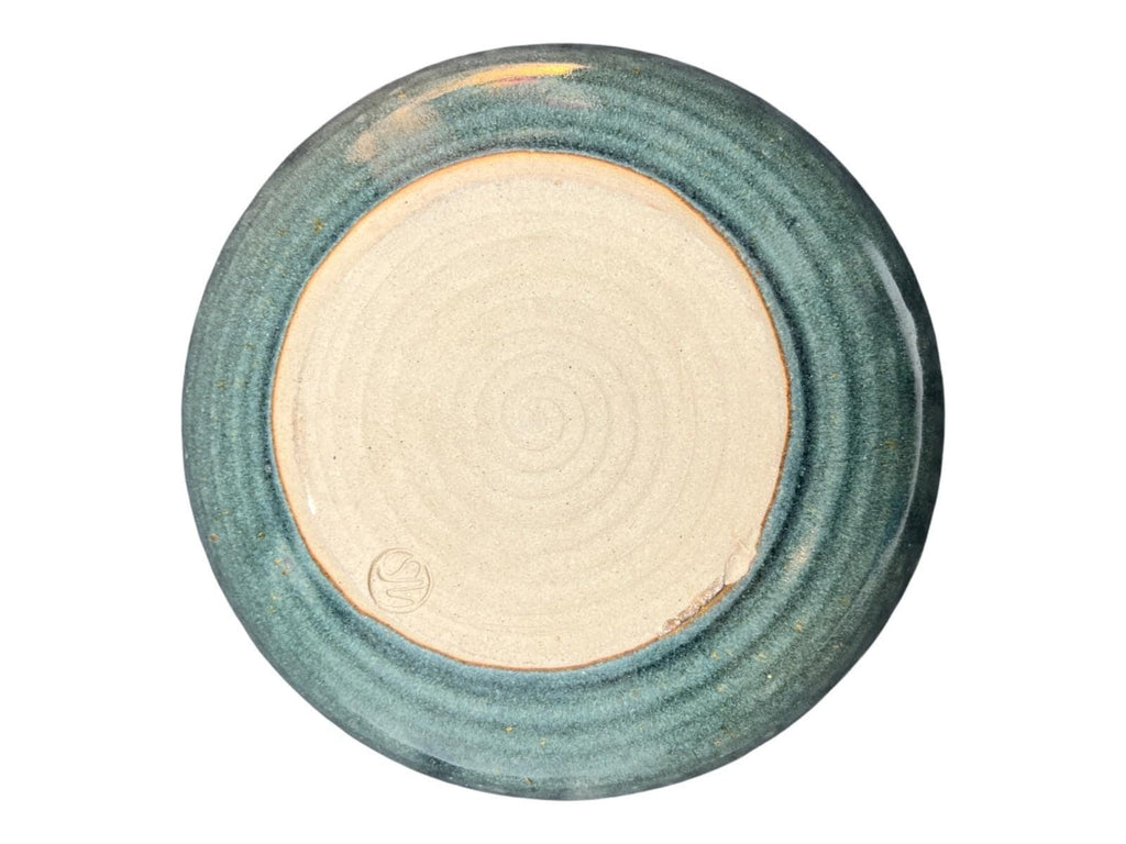 Studio Pottery Bowl Green Celadon Glaze Pierced Rim Signed Syl Macro 20cm Width