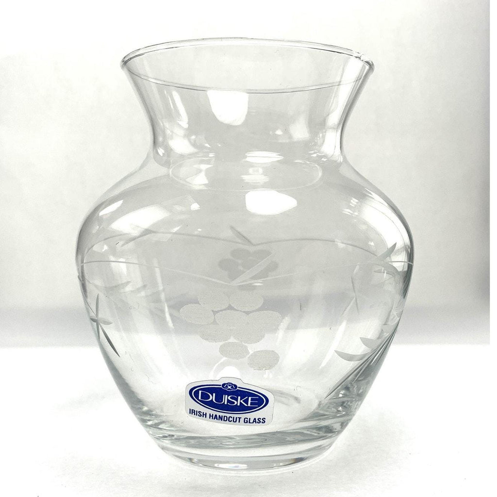 Duiske Etched Glass Vase: Irish Floral Vase in Original Box