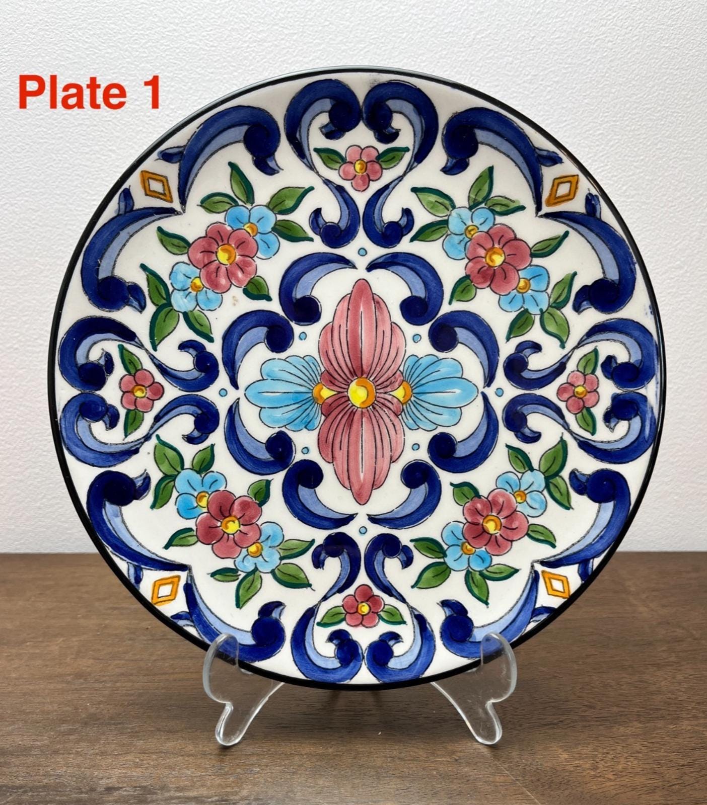 23cm Spanish Folk Art Decorative Plates - Wall Hanging or Display, Hand Painted