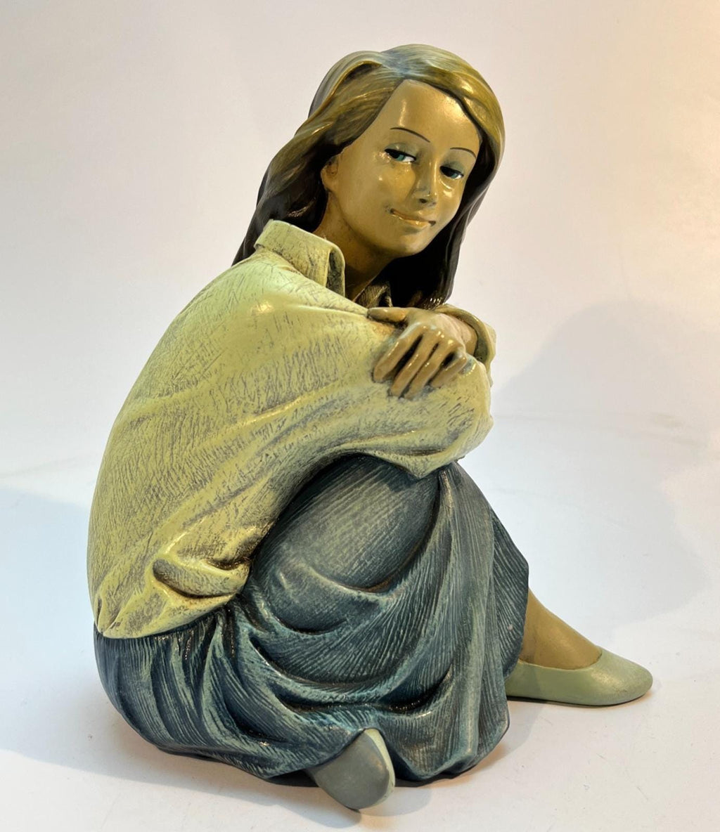 Vintage Enesco Figurine: Thinking of Him, Signed R.S. - 1998 Piazza Collection