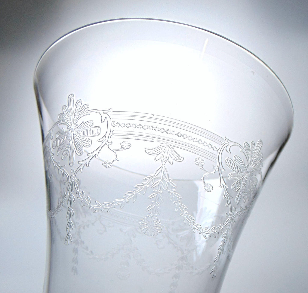 Crystal Vase with Etched Floral and Decorative Detailing
