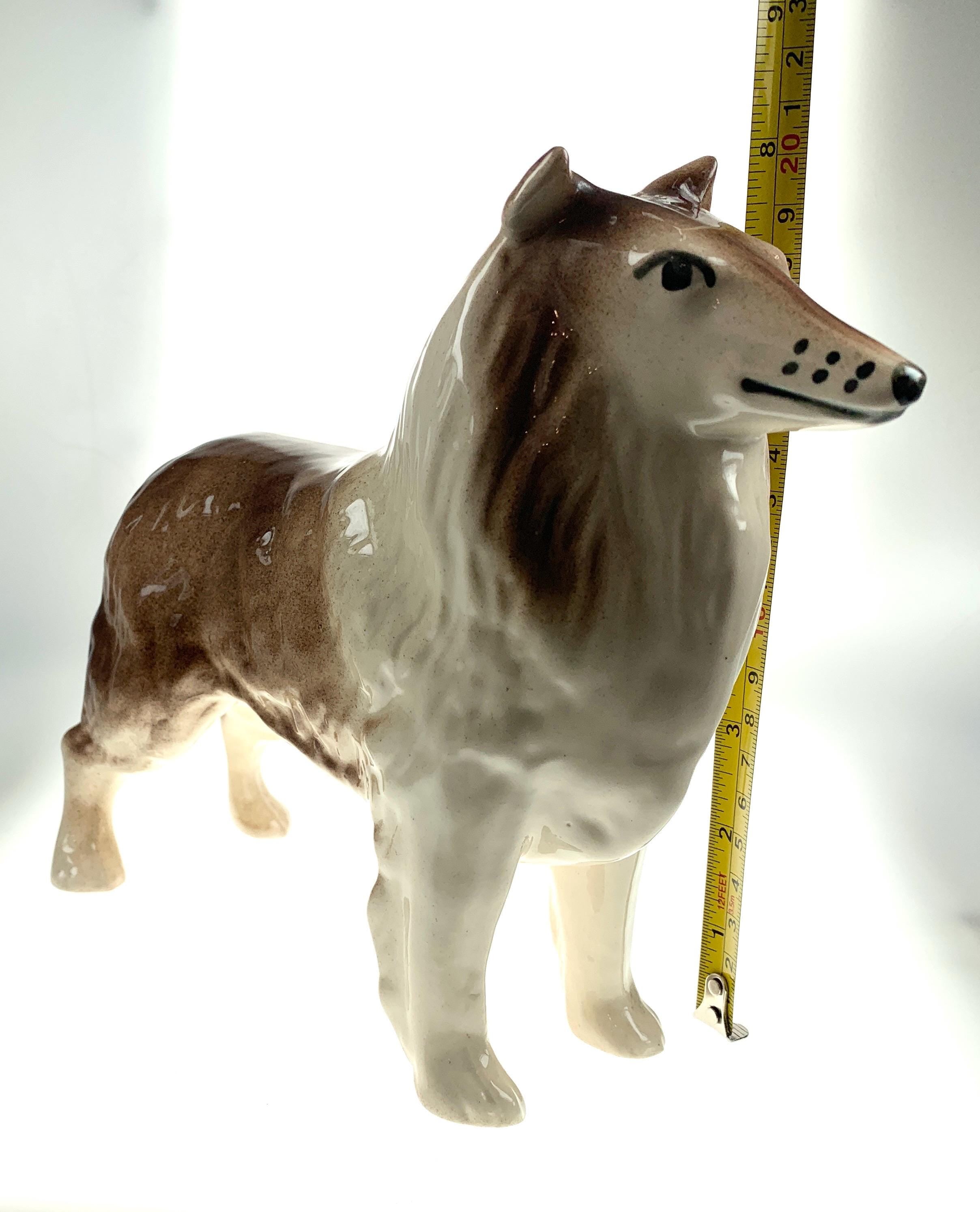 Vintage Porcelain Rough Collie Dog Figurine: Large Lassie Ornament